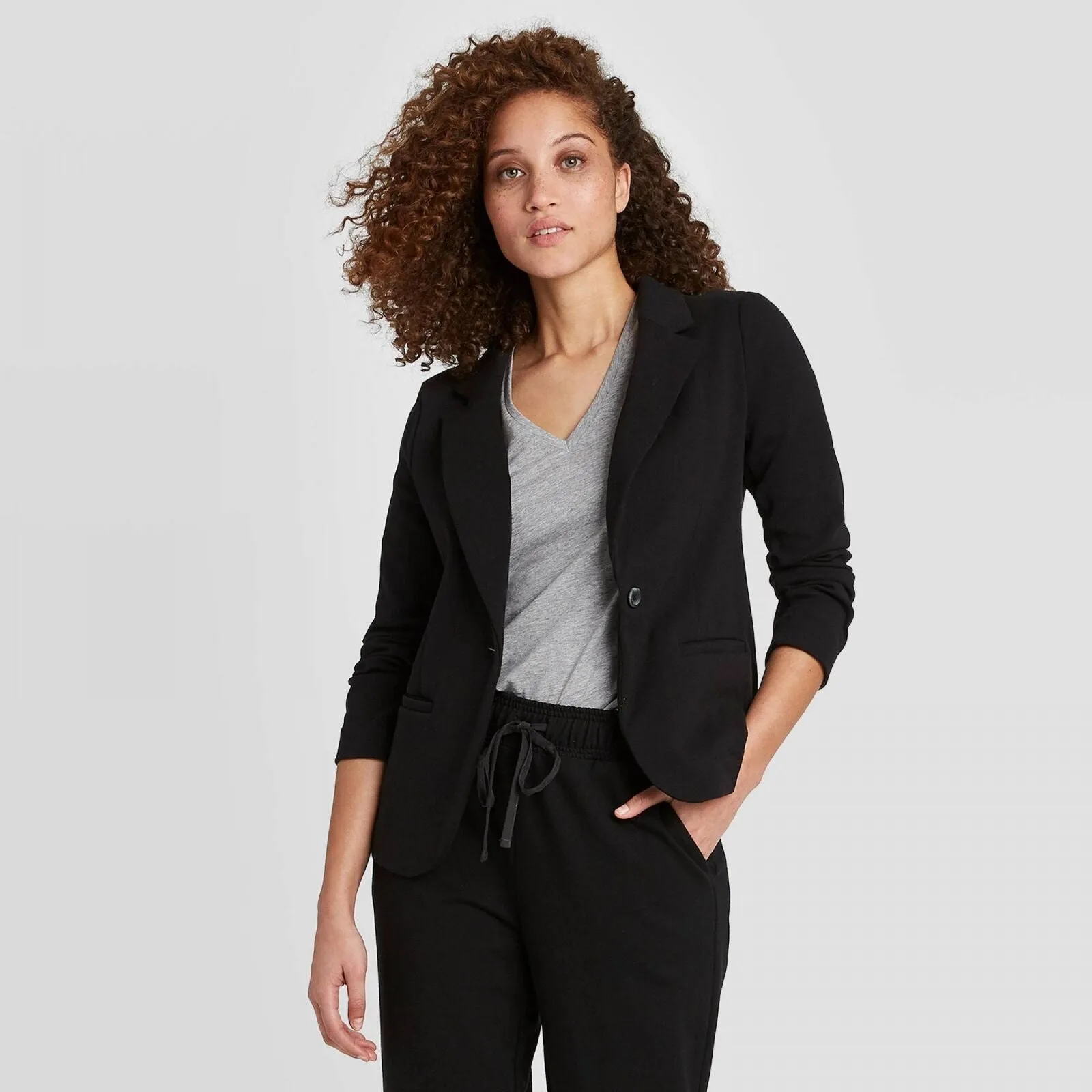 A New Day Women's Long Sleeve Knit Blazer 562935 Black S