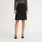 Checked Ponte A-Line Skirt