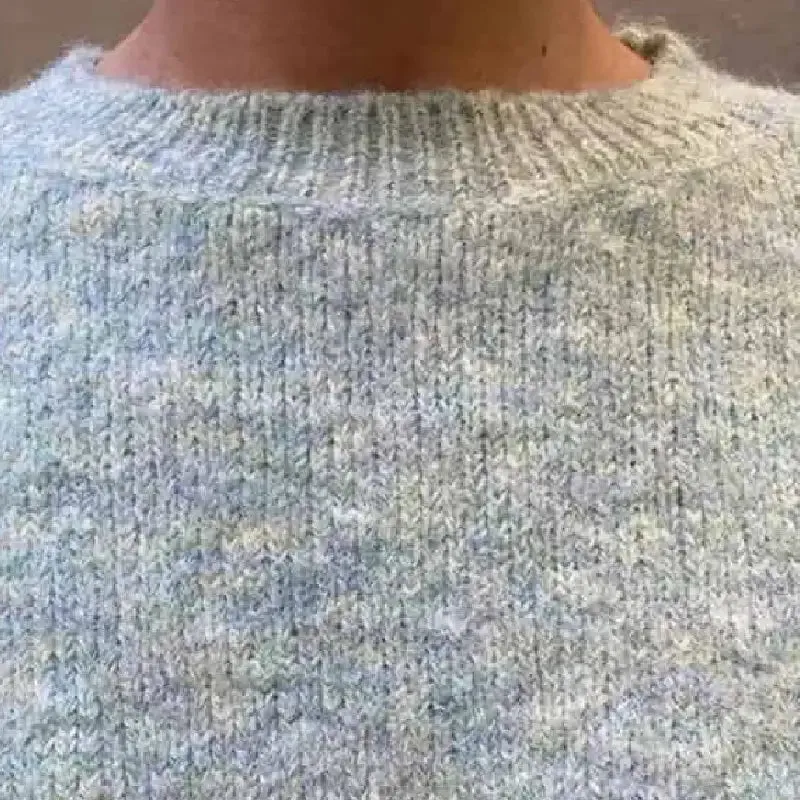 Heart O Neck Knit Long Sleeve Pullover Sweater